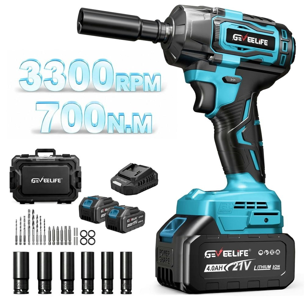 Geveelife 520 lb-ft Brushless 1/2-Inch Cordless Impact Wrench Kit: $65.60 Geveelife 520 lb-ft Brushless 1/2-Inch Cordless Impact Wrench Kit: $65.60