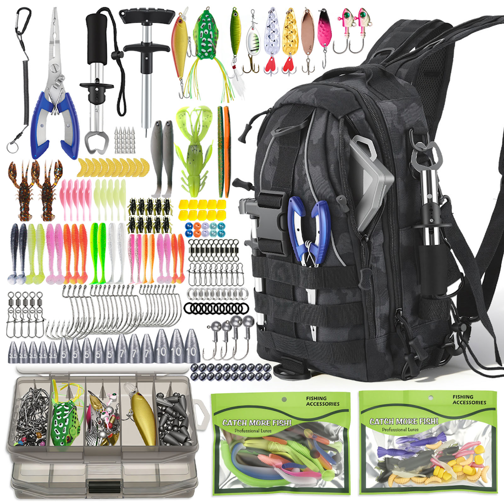 Doulami 208-Piece Fishing Tackle Backpack Kit: $39.76
