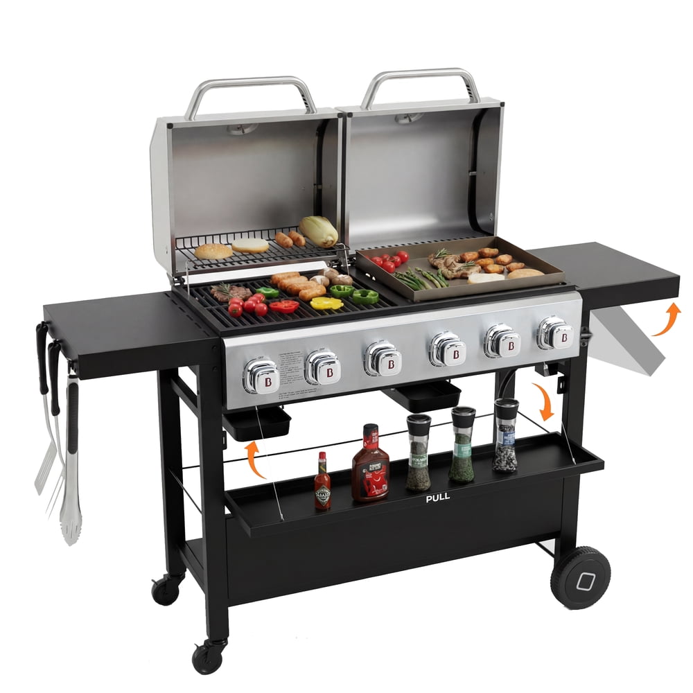 Flintex 6-Burner Propane Gas Grill and Griddle Combo