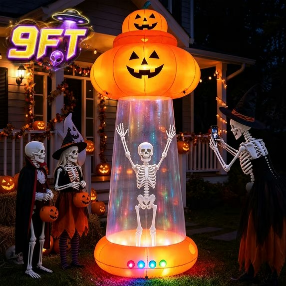 9-Foot Inflatable Halloween Pumpkin UFO: $59.99 9-Foot Inflatable Halloween Pumpkin UFO: $59.99