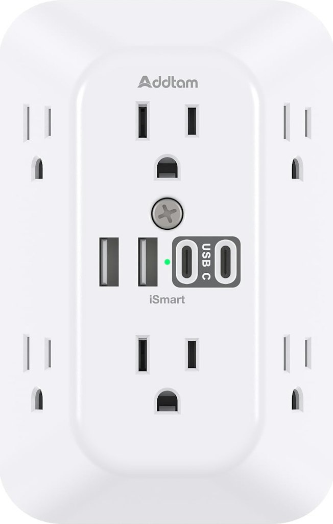 Addtam 6-Outlet Surge Protector w/ 4 USB Ports: $8.74