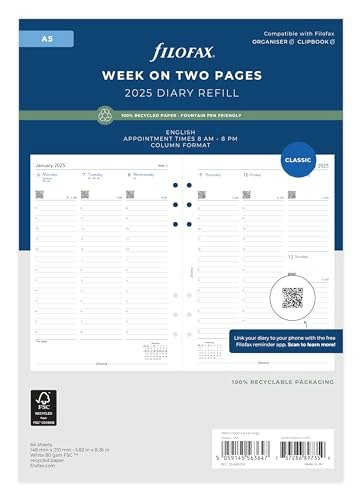 2025 A5 Week-on-Two-Pages Planner Refill: $5.63 2025 A5 Week-on-Two-Pages Planner Refill: $5.63