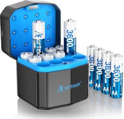 Artman Rechargeable Lithium AA Batteries 12-Pack w/ Fast Charger for $21 via Sub. & Save + free shipping w/ Prime