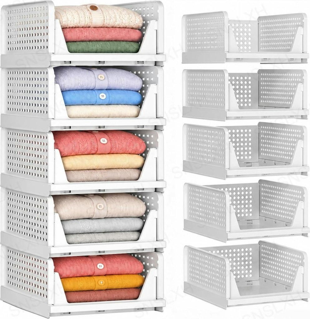17" Reinforced Stackable Closet Organizer Bin 5-Pack: $25