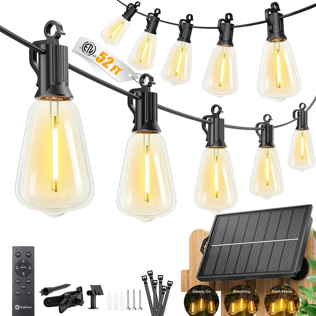 52-Foot Solar String Lights: $18