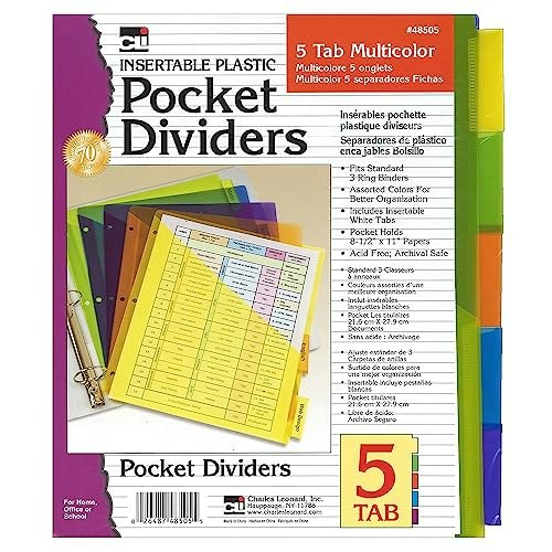 Charles Leonard 5-Tab Pocket Dividers 5-Pack: $7.82