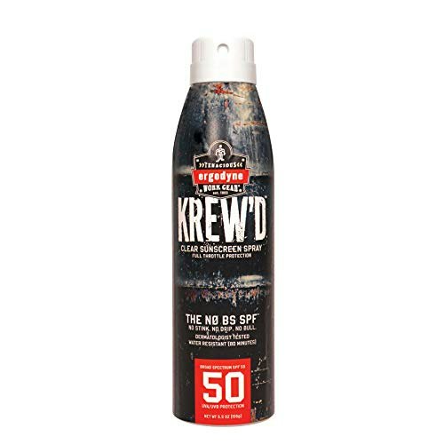 Ergodyne KREW’D 5.5-oz. SPF 50 Sunscreen Spray: $9.30 Ergodyne KREW’D 5.5-oz. SPF 50 Sunscreen Spray: $9.30
