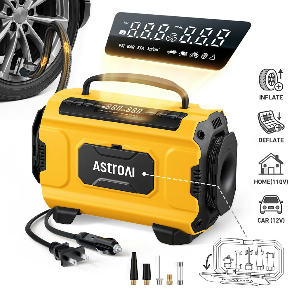 AstroAI 12V DC/110V AC Tire Inflator for Car/Home