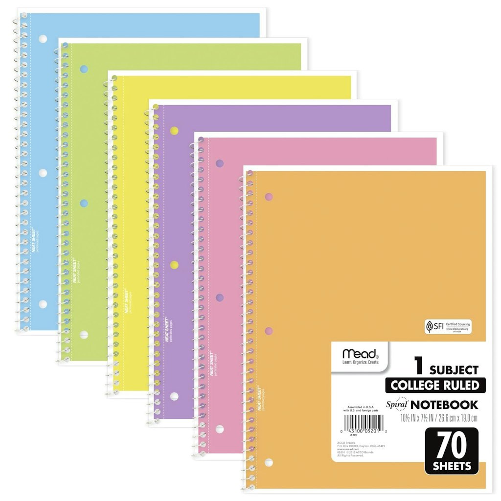 Mead College Ruled Spiral Notebooks 6-Pack: $6.70 Mead College Ruled Spiral Notebooks 6-Pack: $6.70
