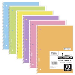 Mead College Ruled Spiral Notebooks 6-Pack for $6.70 + free shipping w/ Prime