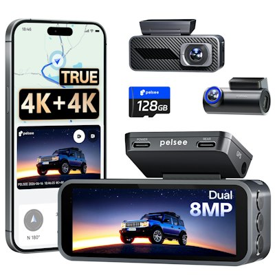 Pelsee S1 Pro 4K Front & Rear Dash Cam w/ 128GB Card for $130 + free shipping