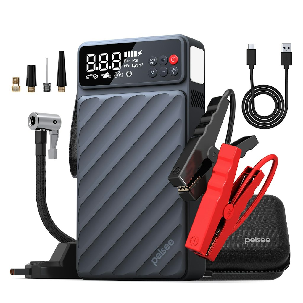 Pelsee 6000A Jump Starter with Air Compressor and 45W Fast Charge