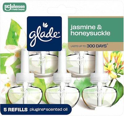 Glade PlugIns Jasmine & Honeysuckle Air Freshener Refills 5-Pack for $9 + free shipping w/ Prime