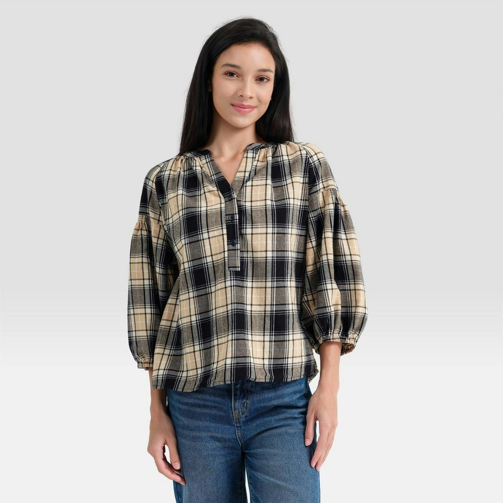 Universal Thread Women's 3/4 Sleeve Smock Henley Blouse: $38 Universal Thread Women's 3/4 Sleeve Smock Henley Blouse: $38