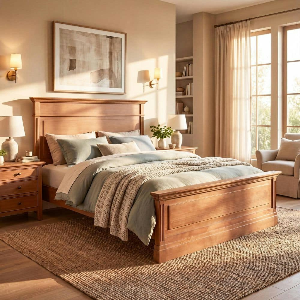 Lindsay Queen Rustic Brown Wood Platform Bed: $398.91 Lindsay Queen Rustic Brown Wood Platform Bed: $398.91