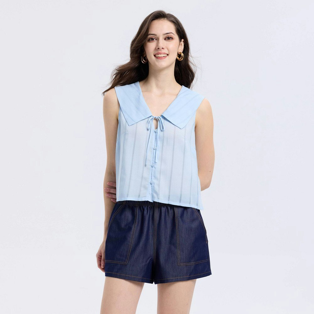 A New Day Women's Wide Collar Jacquard Top: $30