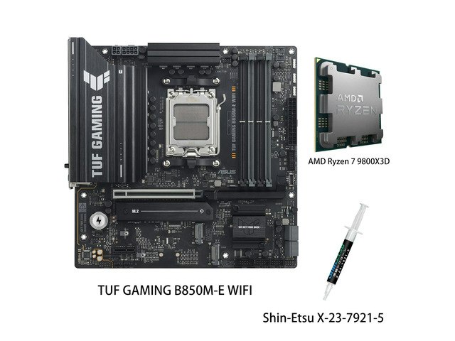 Asus TUF Gaming B850M-E WiFi Motherboard and AMD Ryzen 7 9800X3D Processor Combo: $959.99