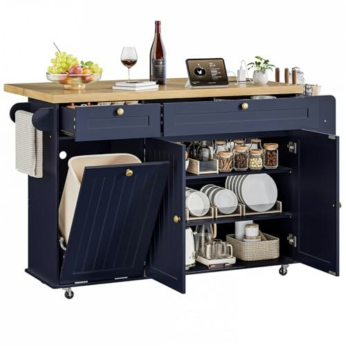 Onbrill 60-inch Kitchen Island with Trash Storage: $220.99 Onbrill 60-inch Kitchen Island with Trash Storage: $220.99