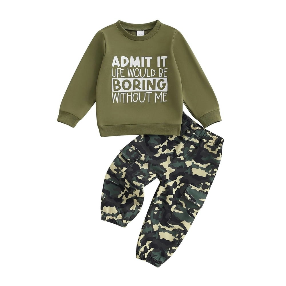 Loicainy Toddler Boys' Camouflage Sweatshirt and Cargo Pants 2-Piece Set: $14.66