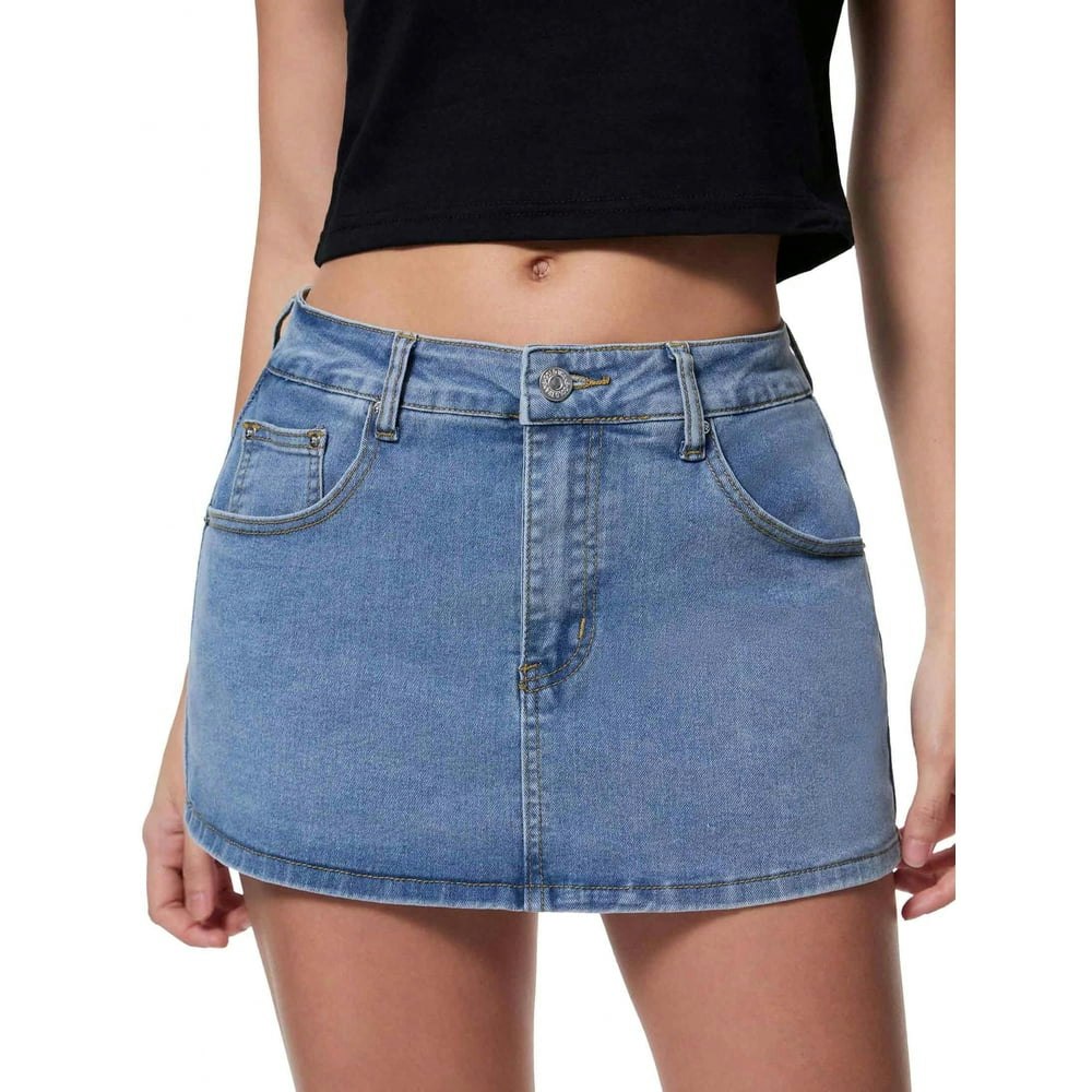 Emmiol Women's Stretchy Mid-Waist Denim Skort: $23.99 Emmiol Women's Stretchy Mid-Waist Denim Skort: $23.99