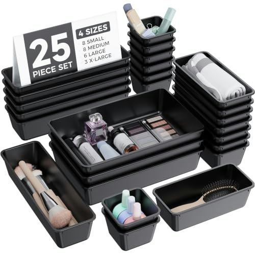 BiuLeon Plastic Drawer Organizer Tray Set 25-Piece: $14.97