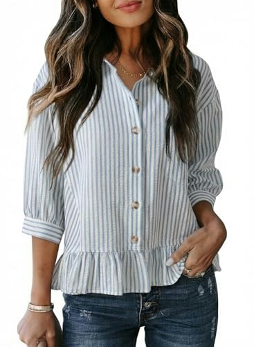 Dokotoo 3/4 Sleeve Striped Peplum Babydoll Crop Top: $29.98 Dokotoo 3/4 Sleeve Striped Peplum Babydoll Crop Top: $29.98