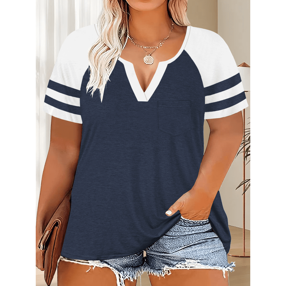 Nisviya Women's Plus Size Striped Baseball Jersey T-Shirt: $13.99 Nisviya Women's Plus Size Striped Baseball Jersey T-Shirt: $13.99