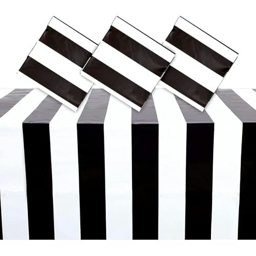 Sparkle and Bash 54" x 108" Striped Plastic Tablecloth 3-Pack: $9.99