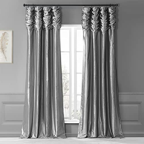 Half Price Drapes Ruched Faux Taffeta Silk 50" x 120" Room Darkening Curtain: $53.92 Half Price Drapes Ruched Faux Taffeta Silk 50" x 120" Room Darkening Curtain: $53.92