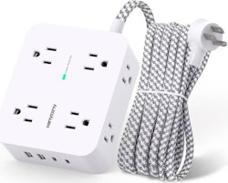 Hanycony Surge Protector Power Strip w/ 5-Foot Braided Extension Cord for $10 + free shipping w/ Prime