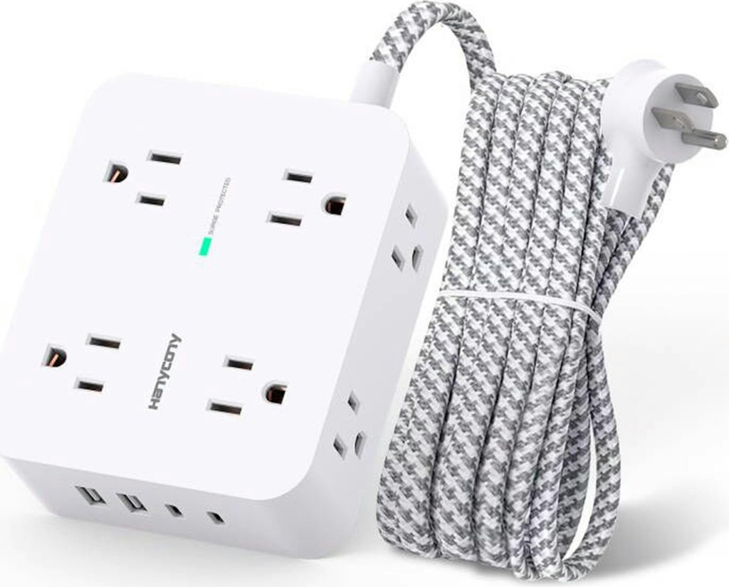 Hanycony Surge Protector Power Strip with 5-Foot Braided Extension Cord