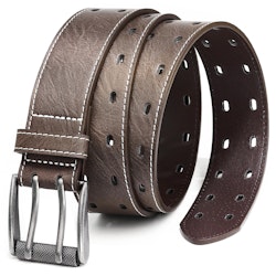 Men's Double Prong Leather Belt: 1 cent + free shipping w/ $25