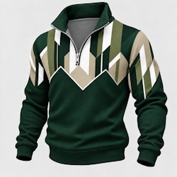 Geometric Half-Zip Sweatshirt for 2 for $19 + $18 shipping