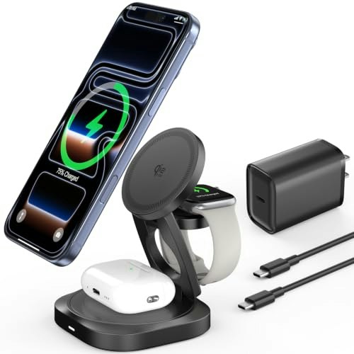 EZUnique 25W Qi2.2 3-in-1 MagSafe-Compatible Wireless Charger: $34.99