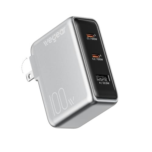 Wegear 100W GaN 3-Port Slim Foldable USB C Wall Charger: $19.99 Wegear 100W GaN 3-Port Slim Foldable USB C Wall Charger: $19.99