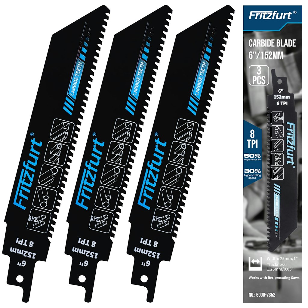 6" Carbide Teeth Reciprocating Saw Blades 3-Pack: $12 6" Carbide Teeth Reciprocating Saw Blades 3-Pack: $12