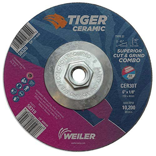 Weiler Tiger Ceramic Type 27 Cut-Off and Grind Combo Wheel 10-Pack: $75.12 Weiler Tiger Ceramic Type 27 Cut-Off and Grind Combo Wheel 10-Pack: $75.12