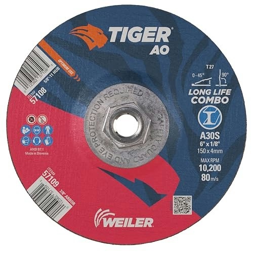 Weiler Tiger 6" x 1/8" Type 27 Cut Off and Grind Combo Wheel 10-Pack: $58.98 Weiler Tiger 6" x 1/8" Type 27 Cut Off and Grind Combo Wheel 10-Pack: $58.98