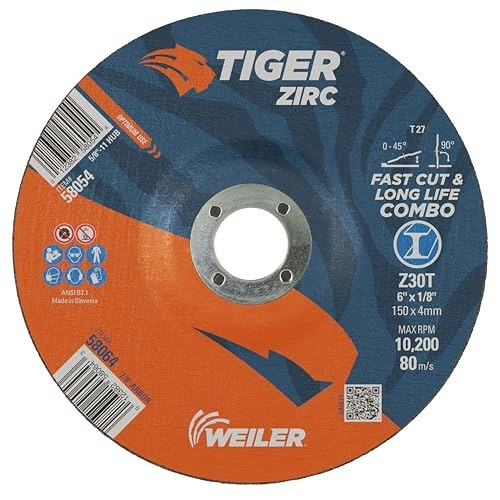 Weiler 6-Inch Tiger Zirc Cut Off and Grind Combo Wheel 25-Pack: $123.26 Weiler 6-Inch Tiger Zirc Cut Off and Grind Combo Wheel 25-Pack: $123.26