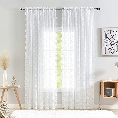 Yanjun 52" x 96" Vintage Lace Sheer Curtains 2-Pack: $28.99 Yanjun 52" x 96" Vintage Lace Sheer Curtains 2-Pack: $28.99