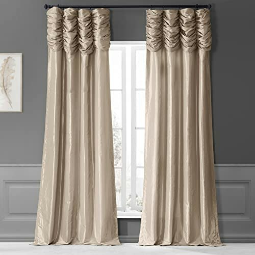 Half Price Drapes 50" x 108" Ruched Faux Taffeta Silk Room Darkening Curtain Panel: $63.12 Half Price Drapes 50" x 108" Ruched Faux Taffeta Silk Room Darkening Curtain Panel: $63.12