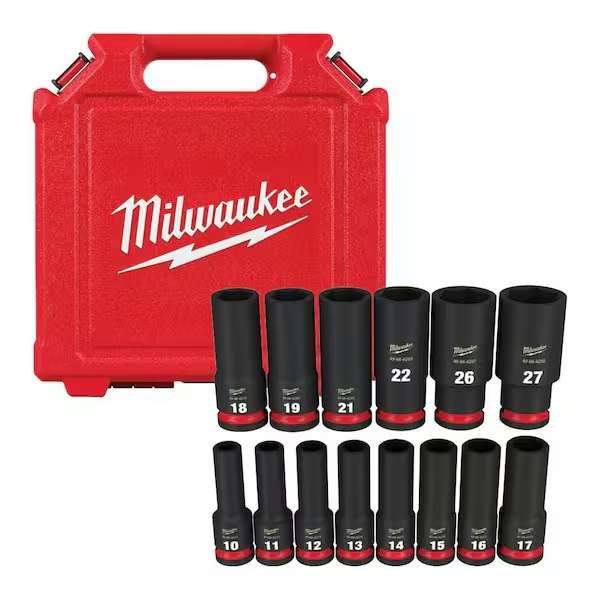 Milwaukee Shockwave Metric 14-Piece Impact Socket Set: $56