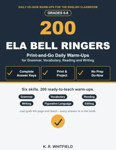 ELA Bell Ringers: 200 Daily Middle School Warm-Ups: $17.39