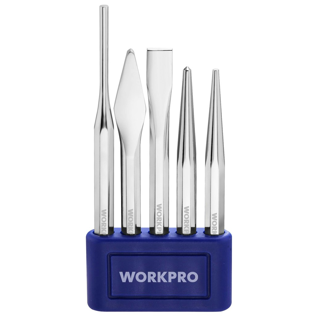 WorkPro 5-Piece Punch & Chisel Set w/ Storage Tray: $9.99