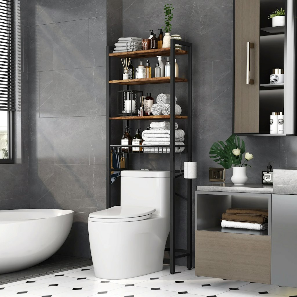 17 Stories Agassiz Metal Adjustable Freestanding Over the Toilet Storage: $70