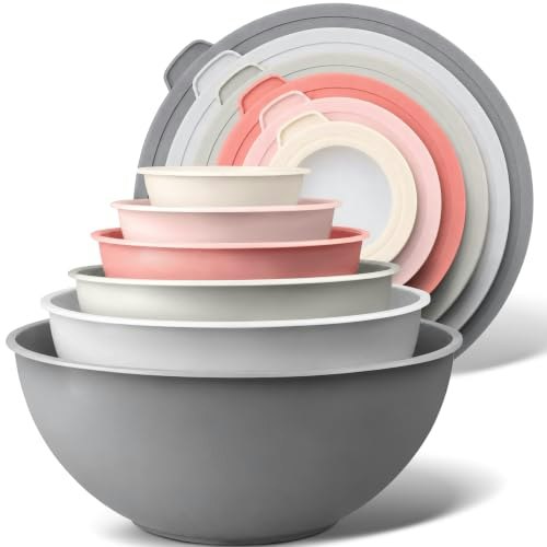 Zulay Kitchen 12-Piece Plastic Mixing Bowl Set with Lids: $29.74