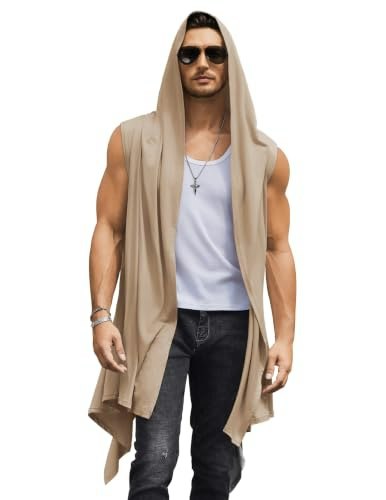 Coofandy Sleeveless Hooded Open-Front Cardigan Vest: $25.48 Coofandy Sleeveless Hooded Open-Front Cardigan Vest: $25.48