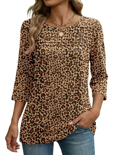Zeagoo Women's 3/4 Sleeve Leopard Print Blouse: $8.49 Zeagoo Women's 3/4 Sleeve Leopard Print Blouse: $8.49