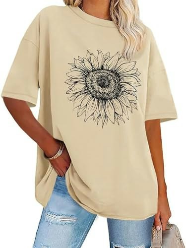 Women's Sunflower Graphic Oversized T-Shirt: $8.49 Women's Sunflower Graphic Oversized T-Shirt: $8.49