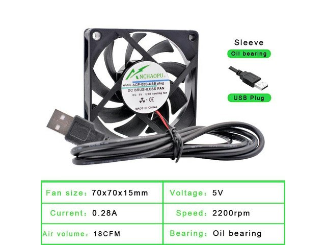 70x70x15mm USB Cooling Fan: $19 70x70x15mm USB Cooling Fan: $19